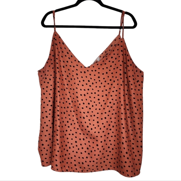 ASOS spaghetti strap blouse.  Terracotta orange black polka dot.  Plus Size 20 - Picture 1 of 13